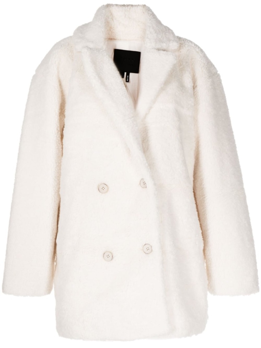 PAIGE Cream Double-Breasted Faux Shearling Coat